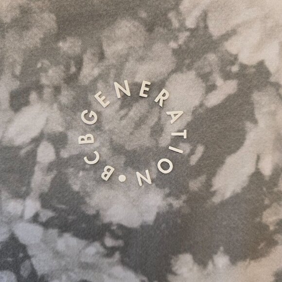 BCBGENERATION CROP TOP GREY WHITE TIE-DYE PRINT LARGE COTTON BLEND VERY SOFT - Picture 3 of 5